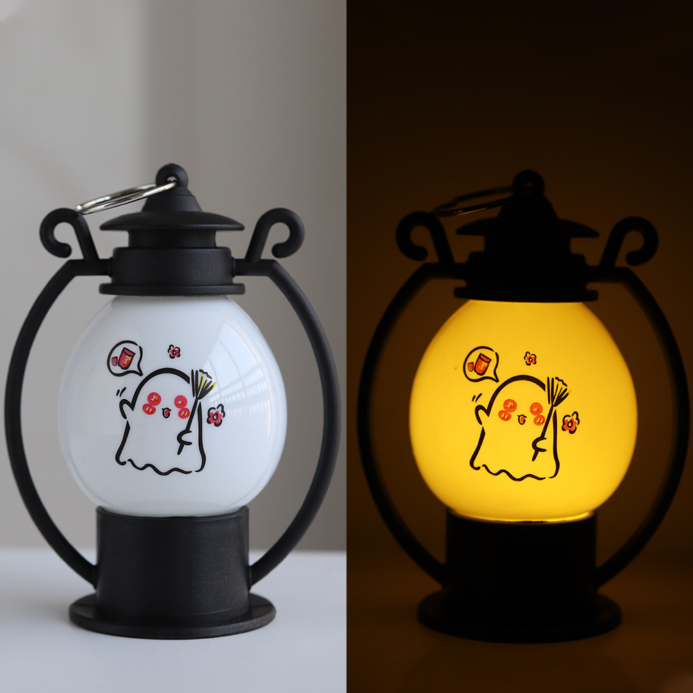 Linternas de calabaza portátiles de Halloween, nuevos accesorios de diseño de atmósfera transfronteriza, decoración de lámparas de aceite pequeñas, linternas nocturnas, linternas