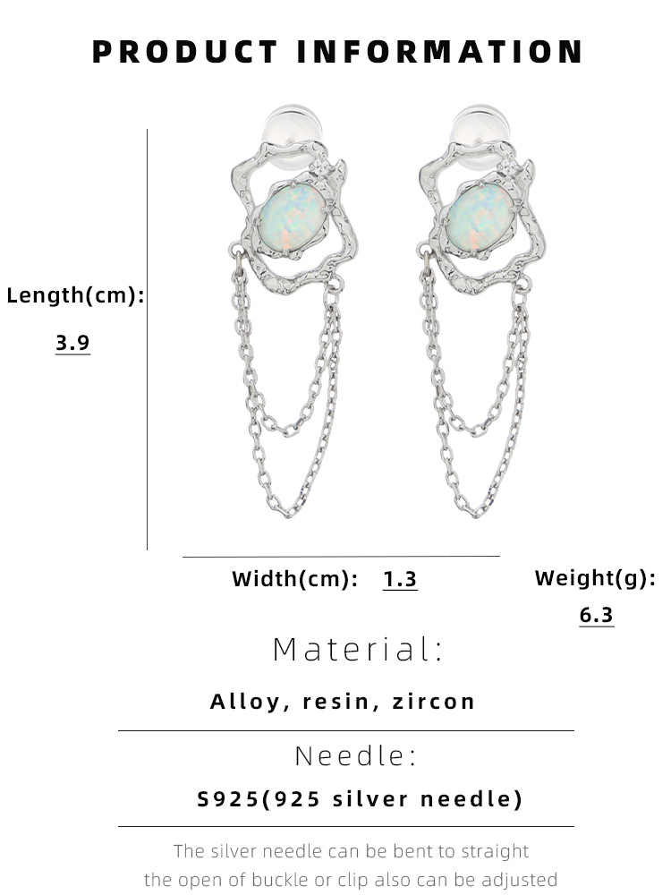 Fashion Tassel Alloy Resin Earrings Plating Pleated Zircon Earrings display picture 2