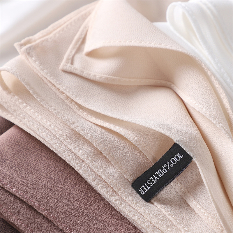 Cross-border spot high quality drape soft solid color Pearl chiffon tweezers corner right angle long scarf turban scarf