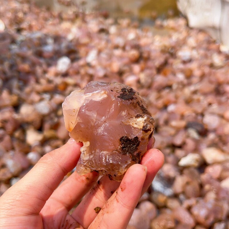 天然冰种粉玉髓原石DIY雕刻吊坠牌子毛料冰透粉玉石戒面珠宝原料|undefined