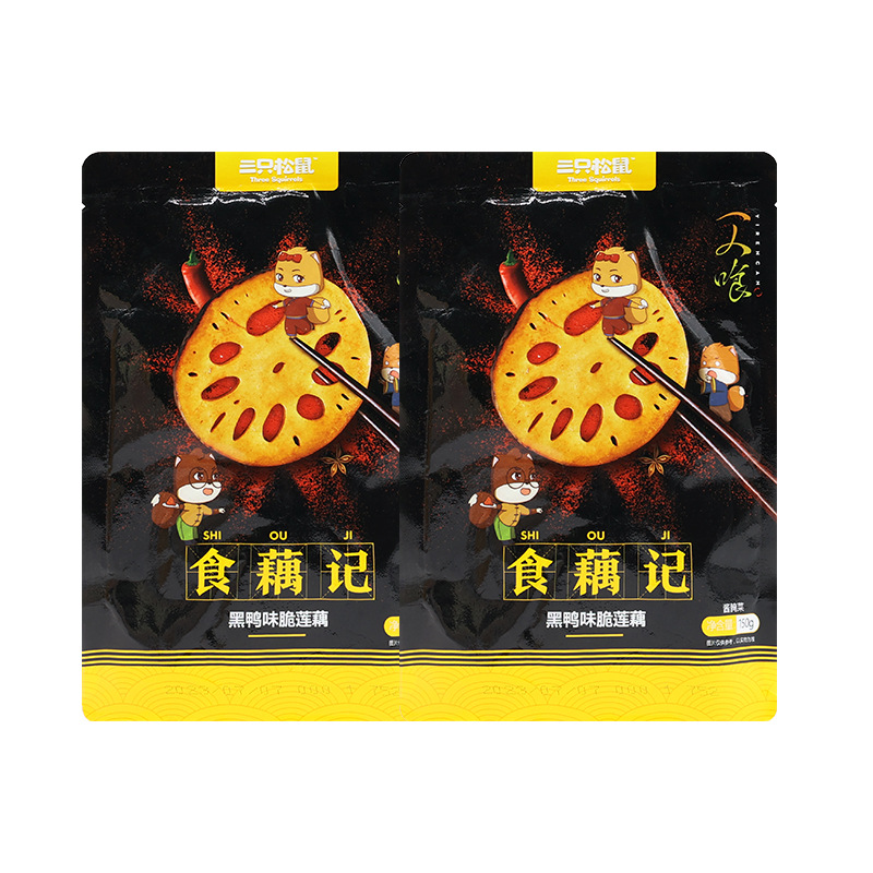 三只松鼠黑鸭味脆藕150g袋装新鲜香辣洞庭藕片卤味零食包邮