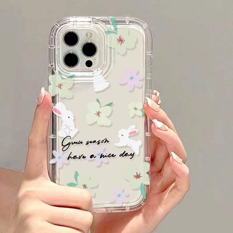 Apple, свежий совместимый кролик/кролик? не уверен. likely "новый". The input says "rabbit"; translate as "кролик" but context seems product. We'll translate literally: Apple, новый совместимый кролик, чехол для телефона, iPhone16 Pro, iPhone 15, цветы, iphone, новая коллекция, 13