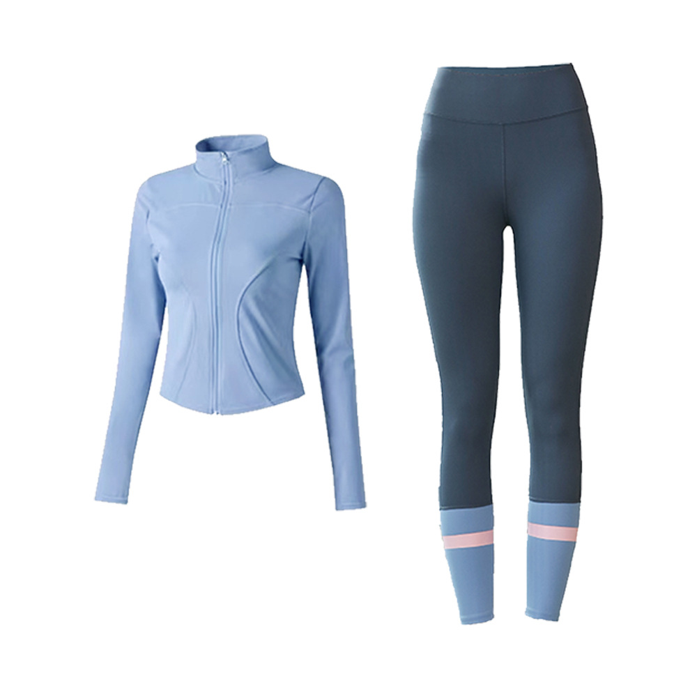 Ropa de Yoga de manga larga chaqueta de fitness collar blusa melocotón cadera yoga pantalones desnuda cintura alta corriendo traje deportivo mujeres