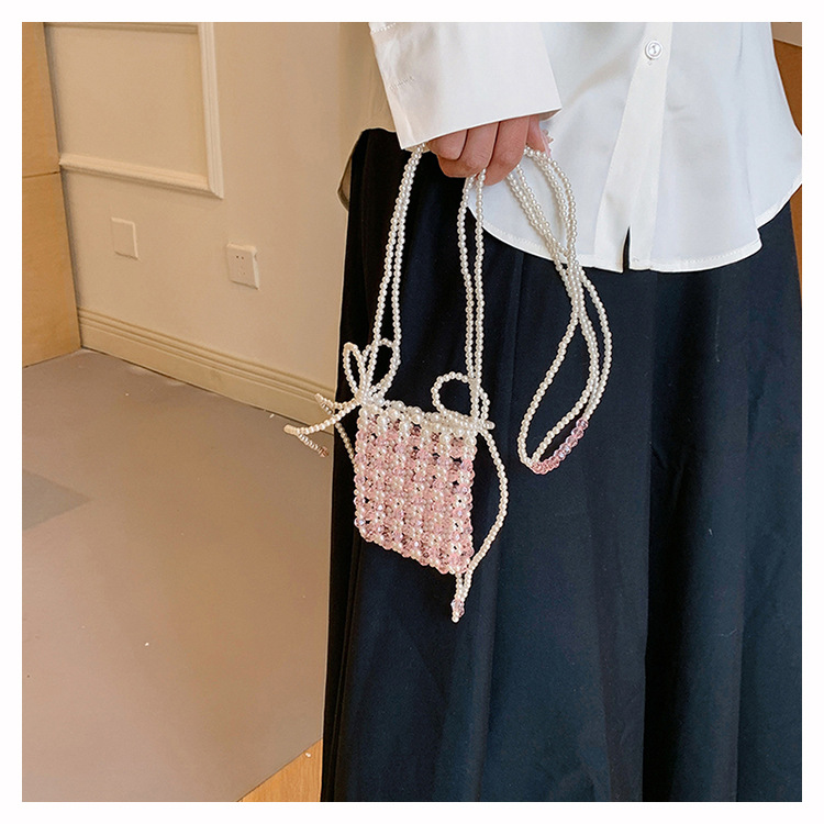 Women's Small PVC Solid Color Cute Streetwear Beading Square Open Crossbody Bag display picture 11
