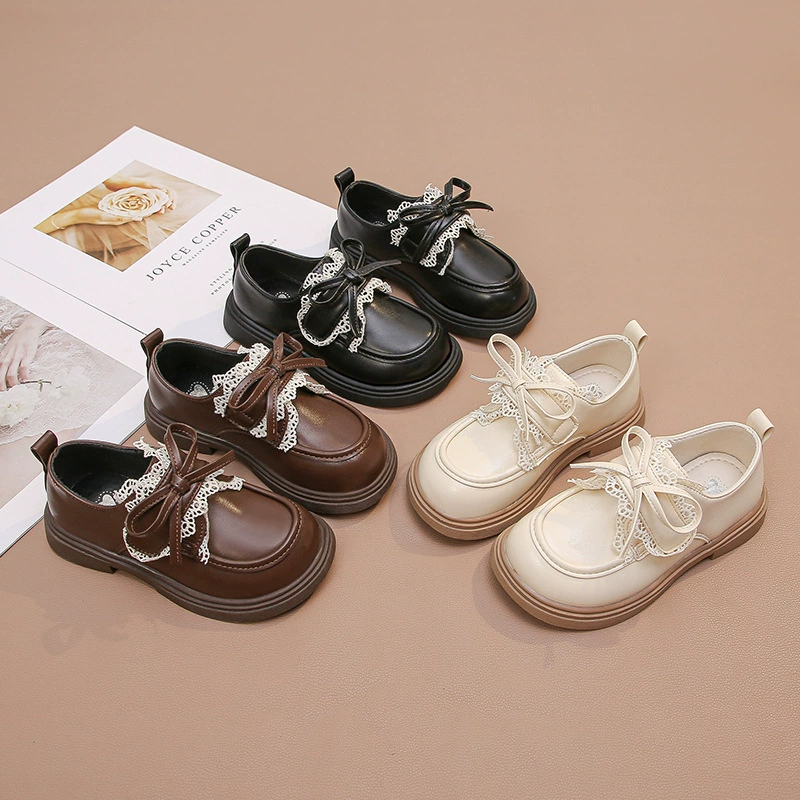 Детские кожаные туфли на флисовой подкладке, новинка осени 2025, для выступлений в школе, с мягкой подошвой, в британском стиле, для девочек, модель «Принцесса»