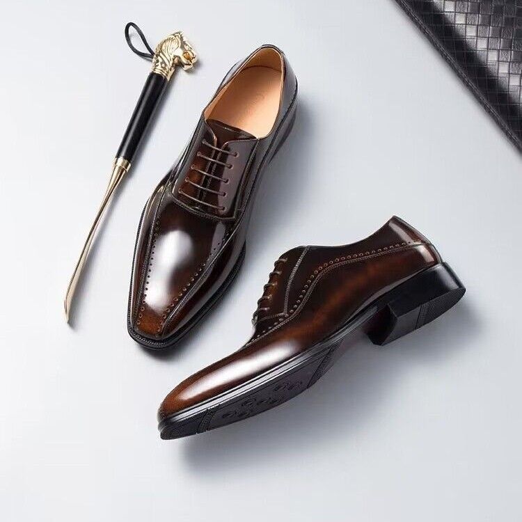 Autumn New Men's Leather Shoes, Business Formal Derby Shoes, Genuine Leather British Oxford Shoes, Wedding Shoes, Handmade Men's Shoes, Trendy