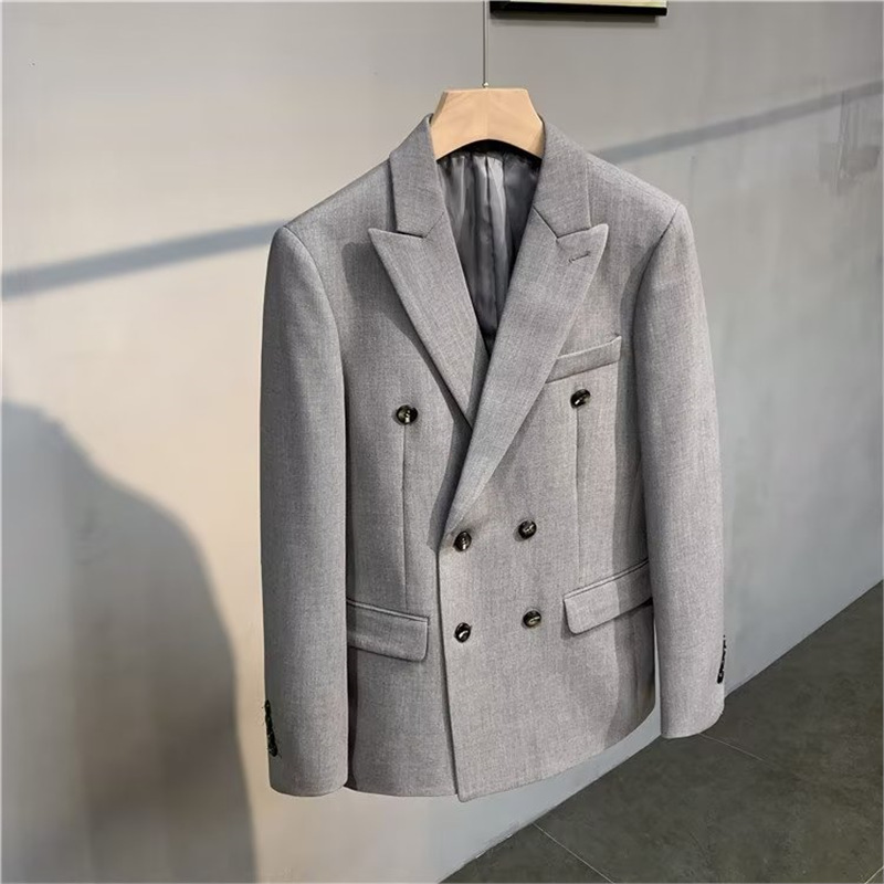 Blazer doppiopetto slim fit - Giacca casual da uomo (nero/verde/antracite/marrone) Psicologia dei colori_voghion.com