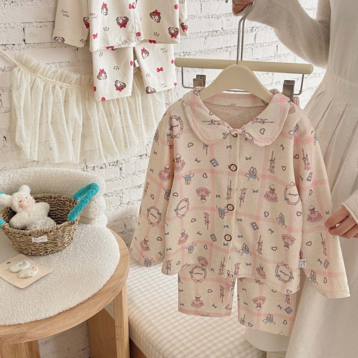 Niños y niñas pijamas de otoño y invierno dibujos animados manga larga set cardigan para niños grandes ropa para el hogar baby collar set dos piezas