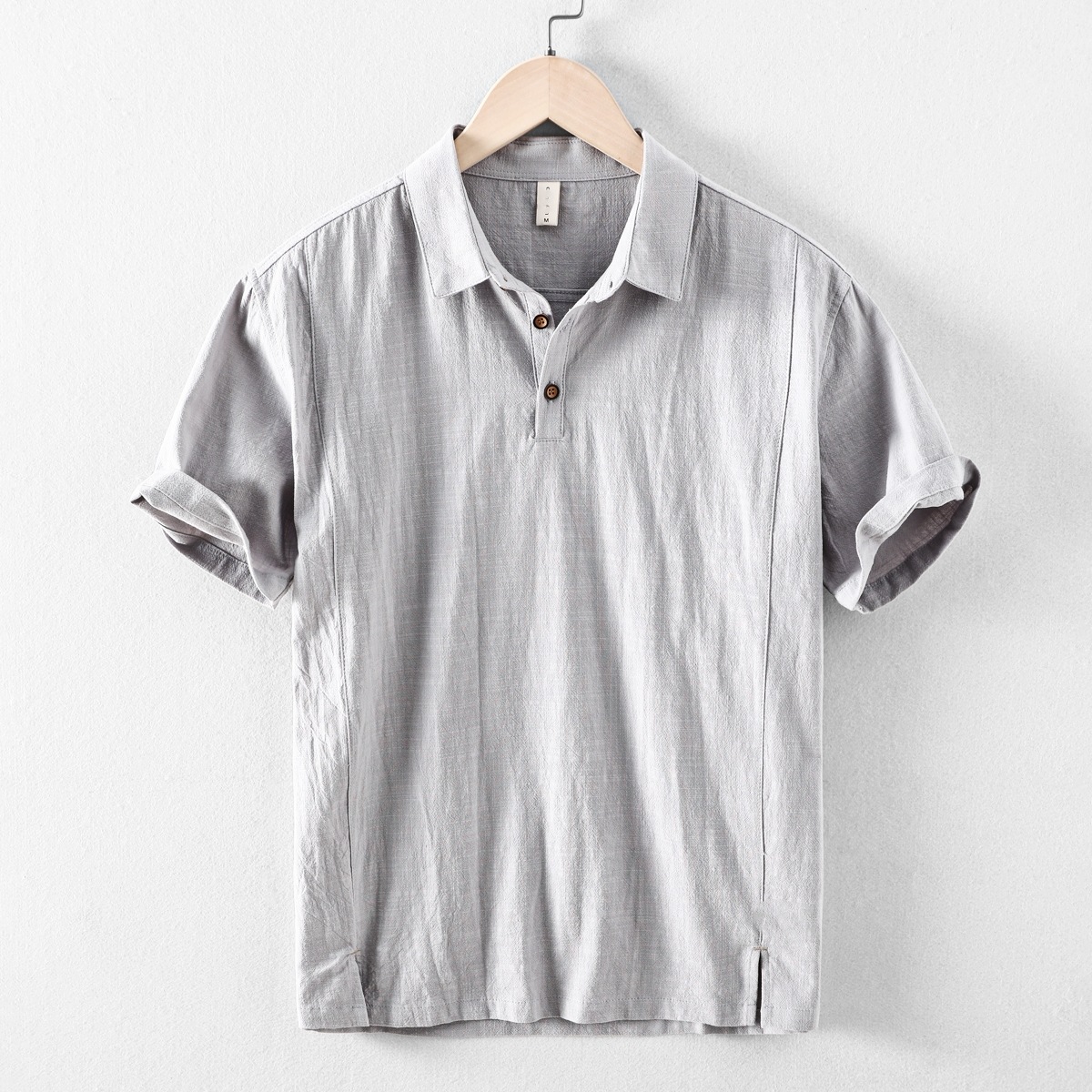 Linen Short-sleeved V-neck Shirt Men's Summer Cotton and Linen Casual Shirt Retro Breathable Loose Pullover T-shirt Sunscreen Clothes