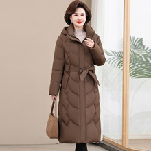 中老年羽绒服女2025新款冬季加厚保暖长款过膝妈妈装气质连帽外套