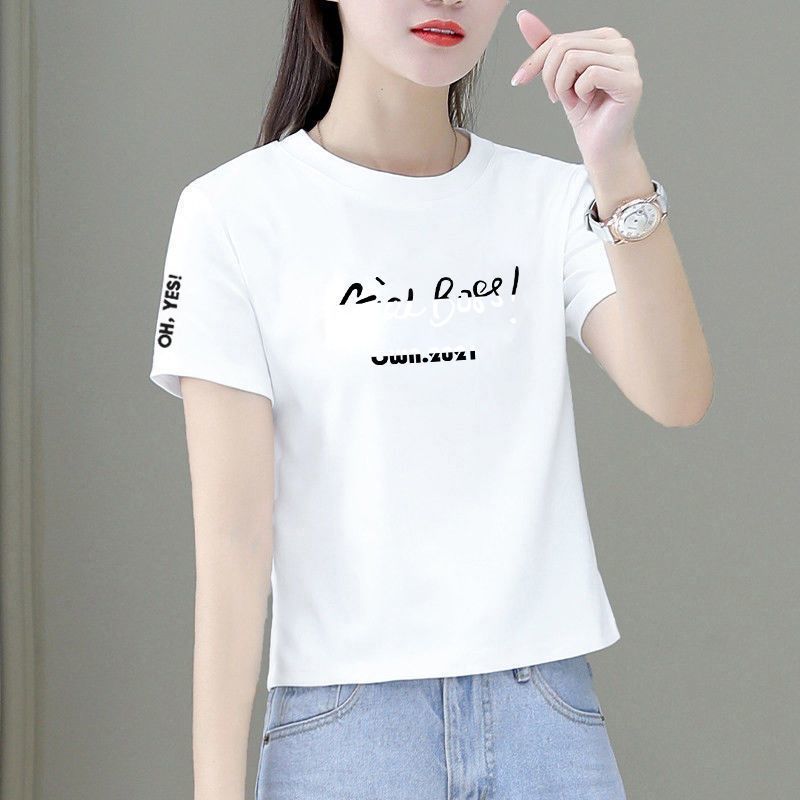 2025 新しい純綿右肩半袖 T シャツ女性の夏のトレンディな気質大きいサイズママ夏のスリット痩身カバー|undefined