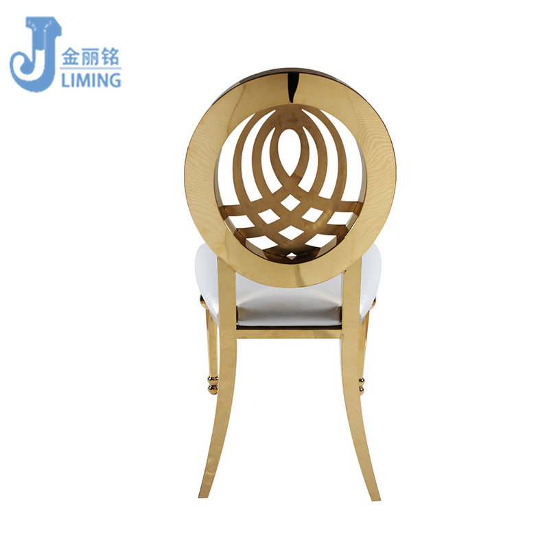 De titanio de oro de acero inoxidable Silla de comedor moda Luz de lujo de acero inoxidable Hotel redondo Silla de comedor de banquete de hotel Silla de comedor al por mayor