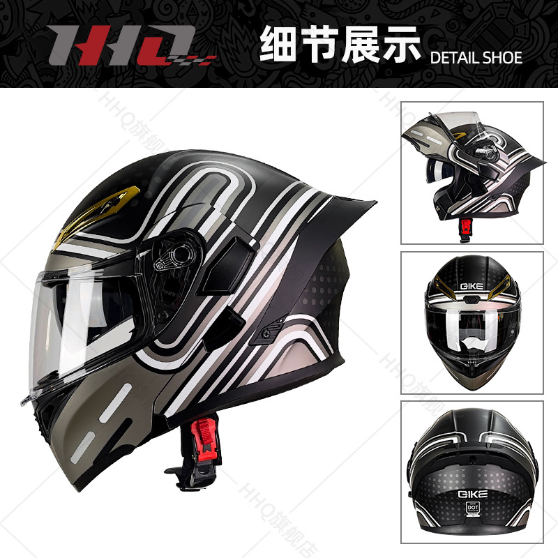 Casco de motocicleta abatible certificado 3C/DOT para hombres y mujeres, modelo de cuatro estaciones con doble visera y gran alerón trasero, fabricante de cascos de motocicleta integrales.