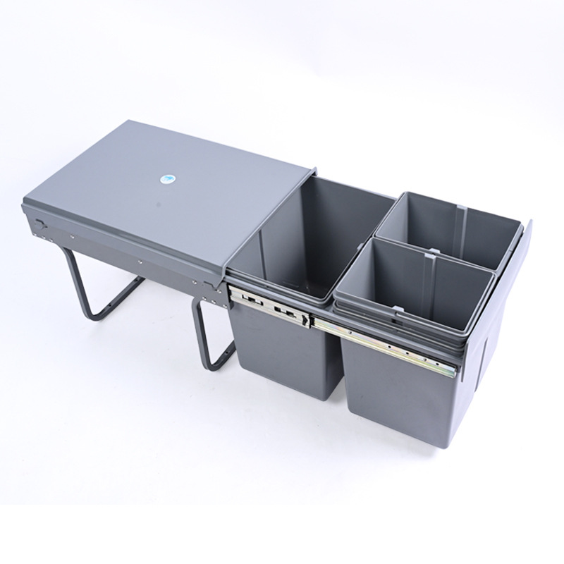 Almacenamiento invisible 400 gabinete de gabinete de extracción de clasificación 15L + 8L * 2 tres barriles de basura de plástico incrustados