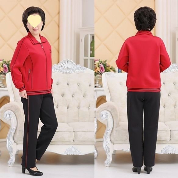妈妈两件套款宽松中老年晨练运动服套装女秋季春秋老年人休闲大码|undefined