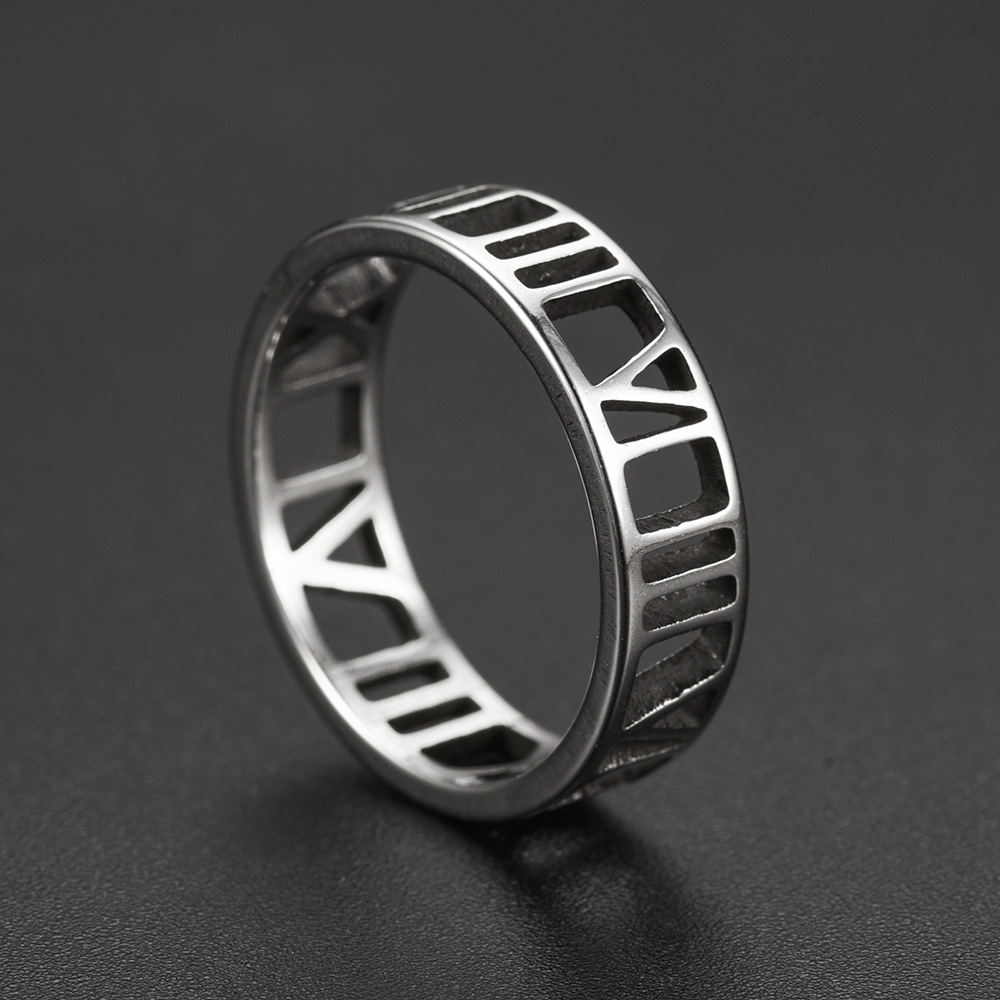 New Simple Stainless Steel Roman Cut Ring Wholesale Nihaojewelry display picture 6