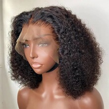 外贸亚马逊女士假发前蕾丝小卷afro curl bob假发头套human hair