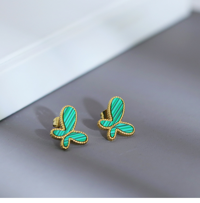 Ear Studs Classification Fashion Butterfly Titanium Steel Plating Ear Studs 1 Pair