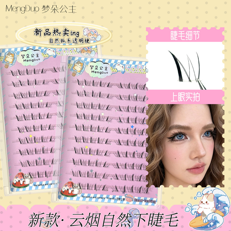 Dream Flower Princess Cloud Smoke Natural Transparent Fox-Style Lower Eyelashes for Light Makeup, Segmented, Natural Look, Beginner-Friendly, Lazy Person's False Eyelashes Dream Flower Princess Cloud Smoke Natural Transparent Fox-Style Lower Eyelashes for Light Makeup, Segmented, Natural Look, Beginner-Friendly, Lazy Person's False Eyelashes