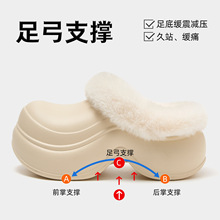 足弓支撑棉拖鞋女士新款秋冬季外穿厚底保暖毛绒防水棉拖女款批发