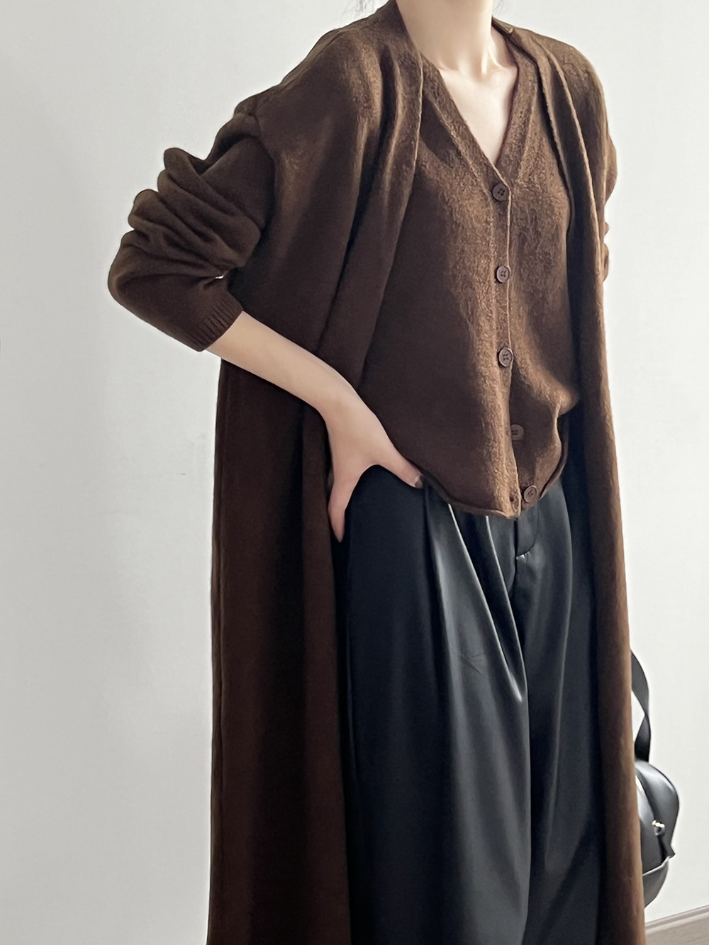 Koreanische lose mittellangen bis langen gestrickten Strickjacke Jacke für Frauen Herbst und Winter neue Artikel, kleine Pullover Weste zweiteilige_voghion.com