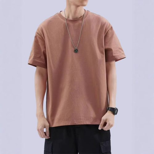 Summer short-sleeved 180g milk silk short t-shirt men's loose casual opaque solid color bottomed shirt top simple short-sleeved
