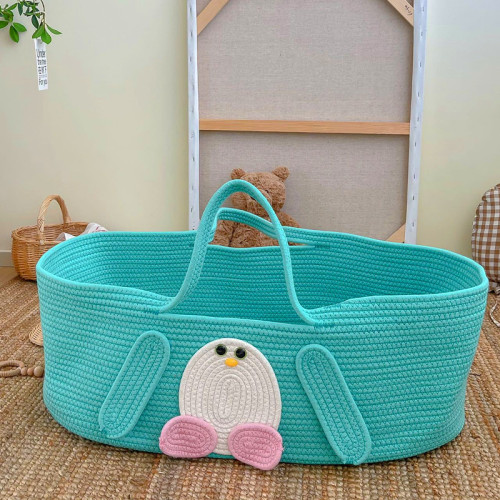 Newborn baby hand basket baby cartoon woven cotton rope cradle travel artifact storage basket storage basket