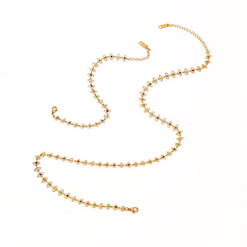 European and American Devil's Eye colorful oil dripping titanium steel necklace women's ins style non-fading niche high-end jewelry set