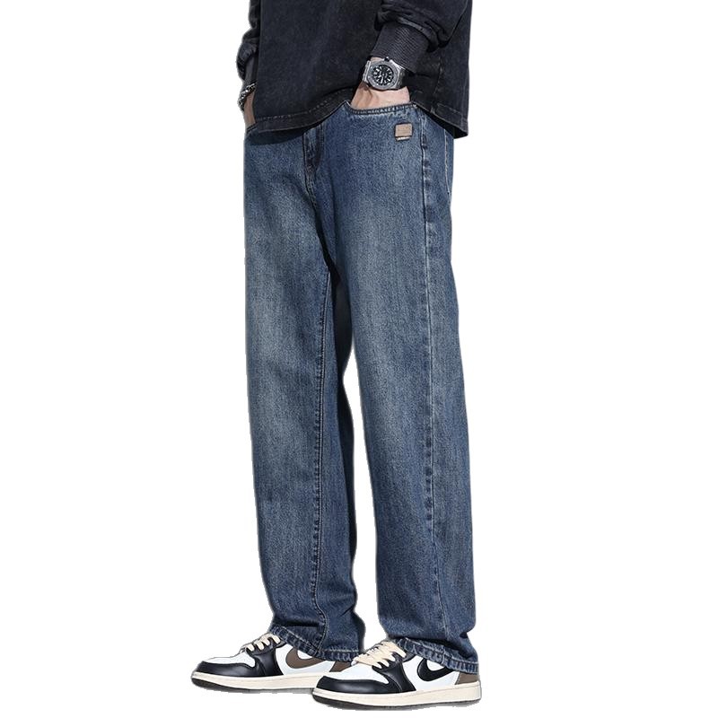 Pantalones denim simples, nuevo temperamento perezoso, estilo recto, moda de moda de Harajuku, literatura y arte. image 5