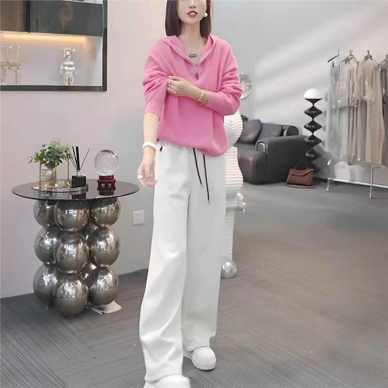 粉色休闲运动套装女2025新款洋气减龄卫衣阔腿裤春秋季穿搭一整套|undefined