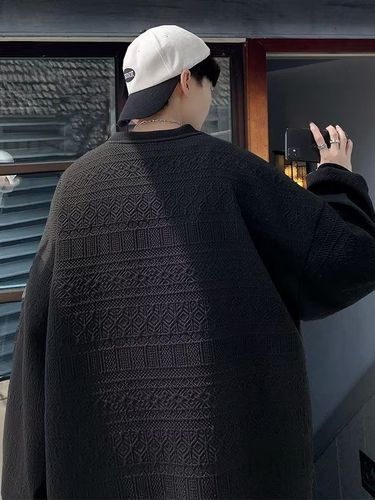 Vintage American Letter Texture Hoodless Crew Neck Sweatshirt Trend Brand Autumn Wear Street Loose Fashion Casual Couple Top