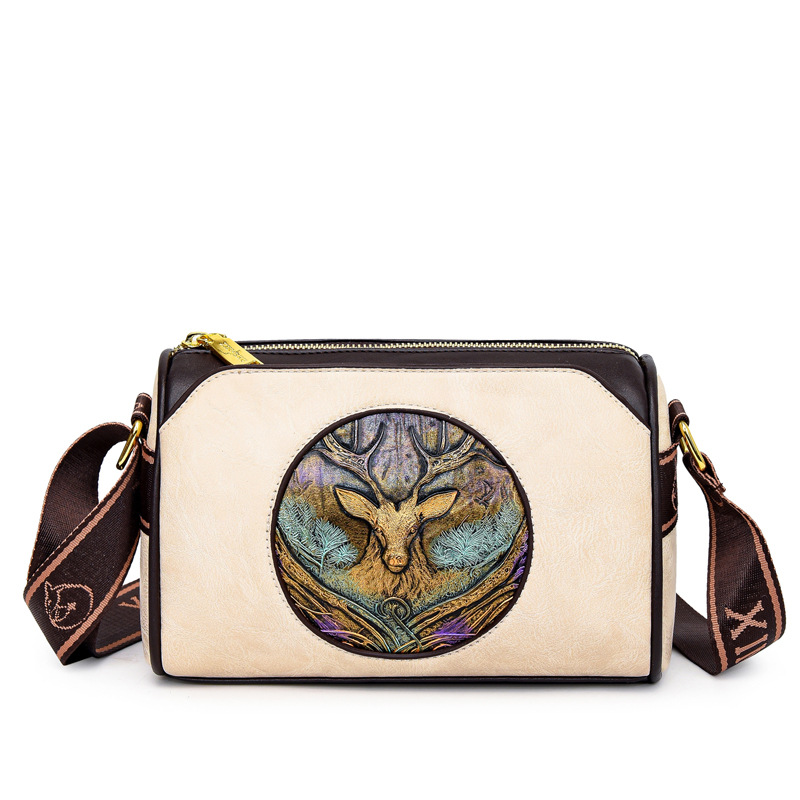 Bolso de mujer transfronterizo nuevo estilo nacional artístico bolso de Madre en relieve de moda bolso de hombro de alto sentido bolso de mensajero de temperamento versátil