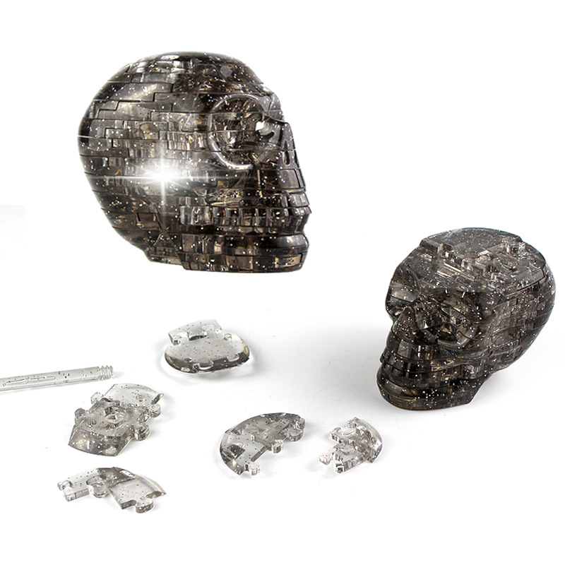 3D立体闪光水晶积木 骷髅头水晶拼图 DIY拼装益智玩具 外贸热销