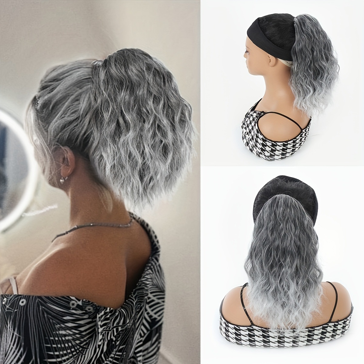 European And American Style Synthetic Hairpiece For Women Short Drawstring Ponytail Wool Curl Hair Extension Wholesale_voghion.com