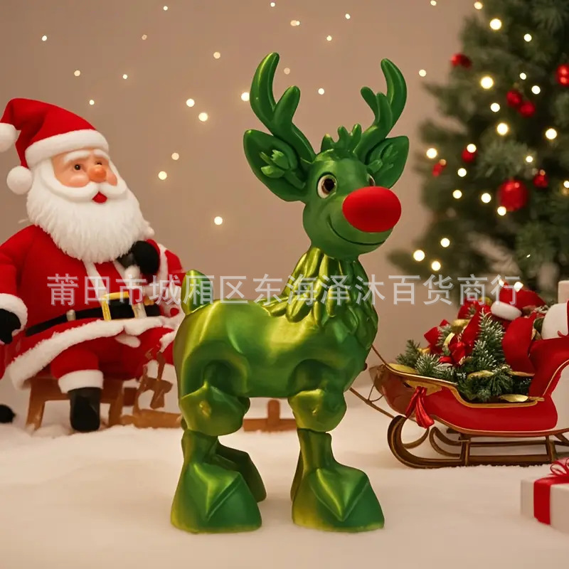 跨境爆款圣诞节雪橇驯鹿雕像 Christmas Reindeer 麋鹿装饰品摆件|undefined