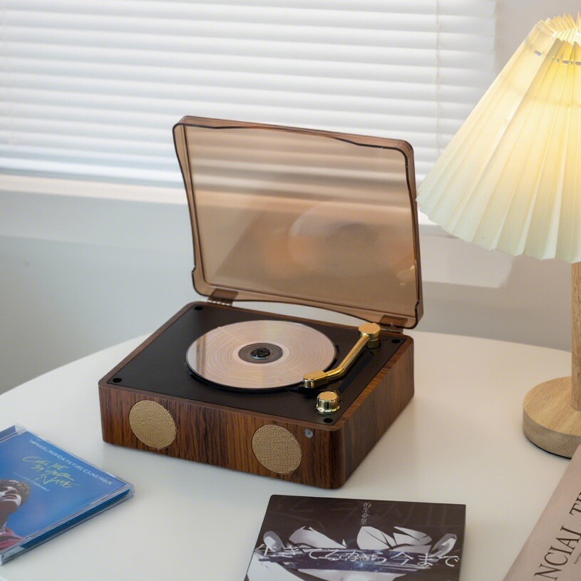 CD Player Retro: 音蔚 Car CD player - brown-wood-graincd-bluetoothindependent-cavity-hifi-sound-quality