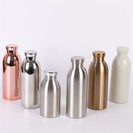 高颜值牛奶瓶不锈钢保温杯定 制双层真空户外运动水瓶便携直身杯