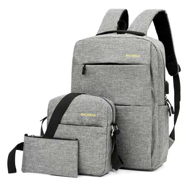 Casual men's shoulder bag three-piece outdoor charging travel computer business commuter bag large capacity backpack wholesale