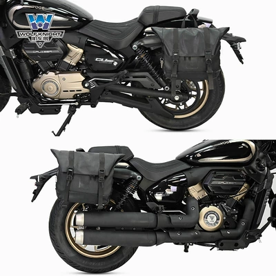 bow folding multi-function | Motorcycle bumper - cu250-left-right-fine-grain-black-helmet-bag
