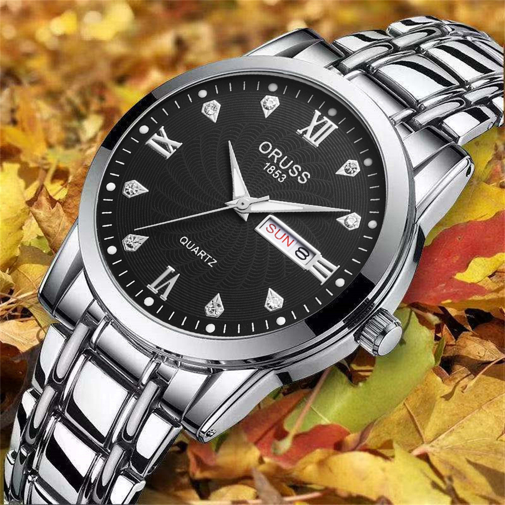 Swiss Brand Automatic Movement Watch Luminous Calendar Watch Men's Korean Style Fashion Non-mechanical Waterproof for Male Students