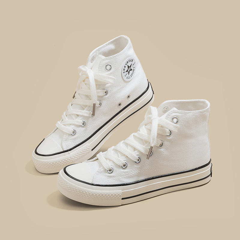 Retro clásico de la década de 1970 tres veces vulcanizado aceite brillante zapatos de lona de alto perfil para hombres y mujeres parejas de zapatos de skate de estudiantes versátiles
