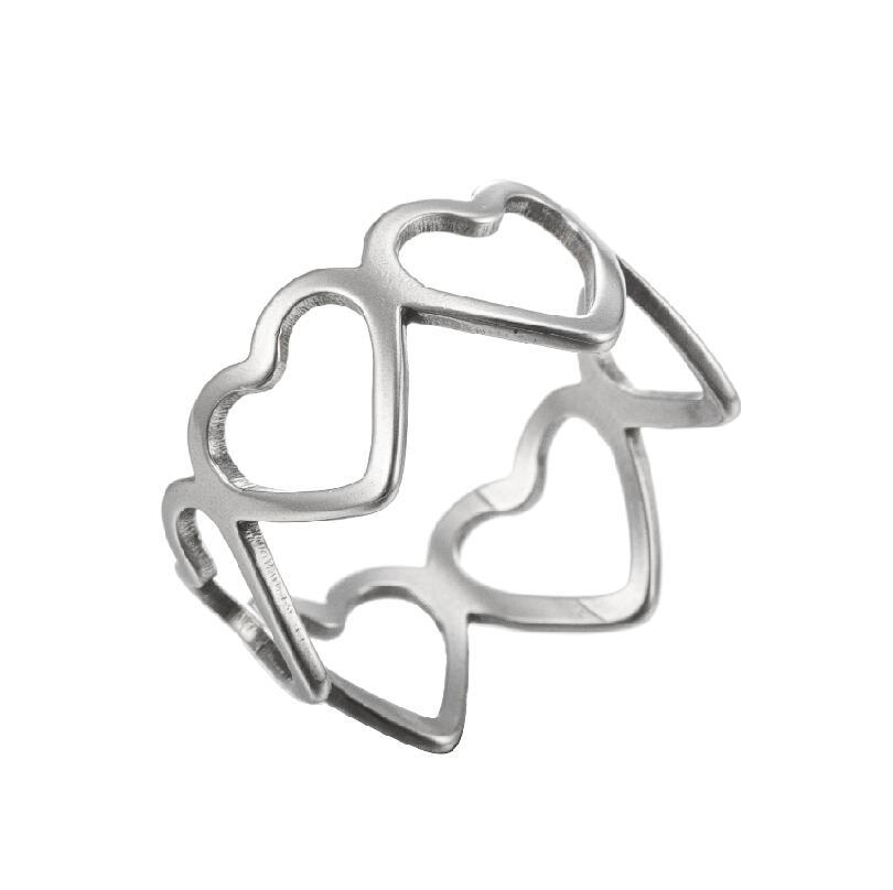 Open Ring Classification Adjustable Ring Size 1 Piece Quantity PVD Coated 18K Gold Real Gold Plated Heart Shape 201 Stainless Steel Fashion Waterproof Non Tarnish Open Ring