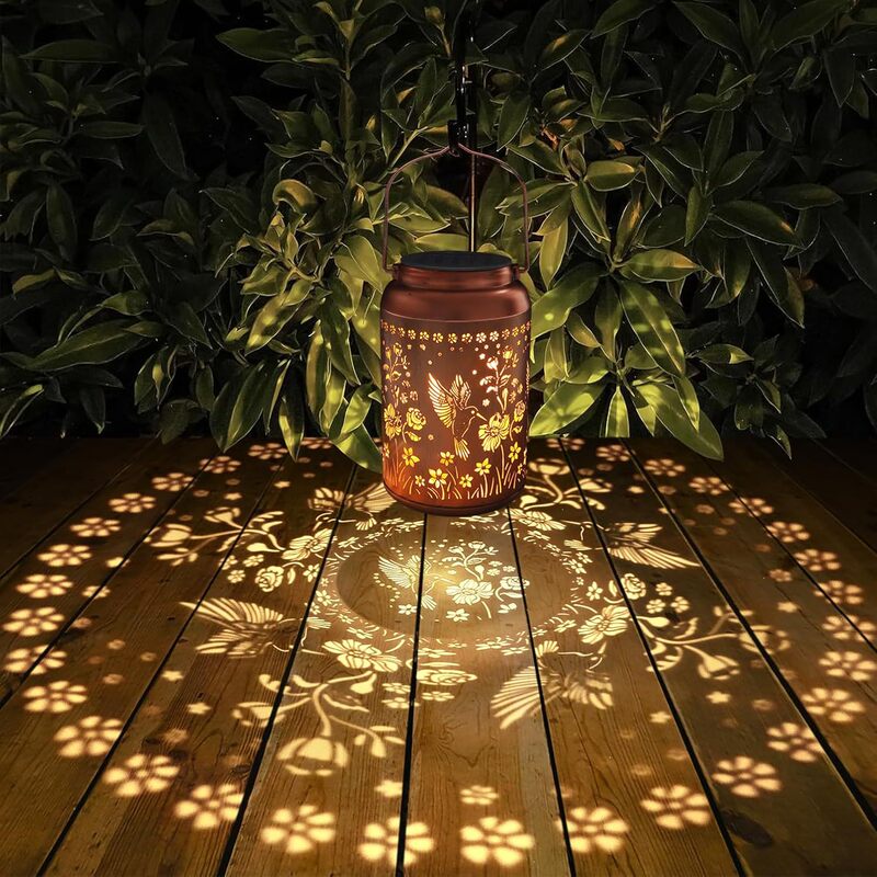 Solar Hummingbird Pattern Outdoor Projection Waterproof Lantern Chandelier Decoration Living Room Garden Light Night Light Gift