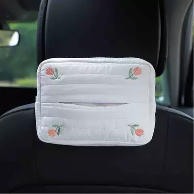 Cartoon fabric car tissue Car tissue box/set - striped-embroidered-tulip-tissue-box