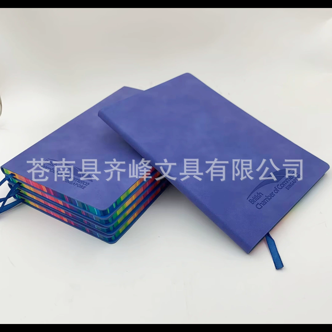 2025 новый блокнот с тисненым логотипом, фиолетовая мягкая кожа, внутренние страницы, радужные матовые края, изысканный модный кожаный блокнот A5