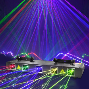 Cross-border full-color five-shot laser beam laser light sound control KTV bar atmosphere light flash party stage light