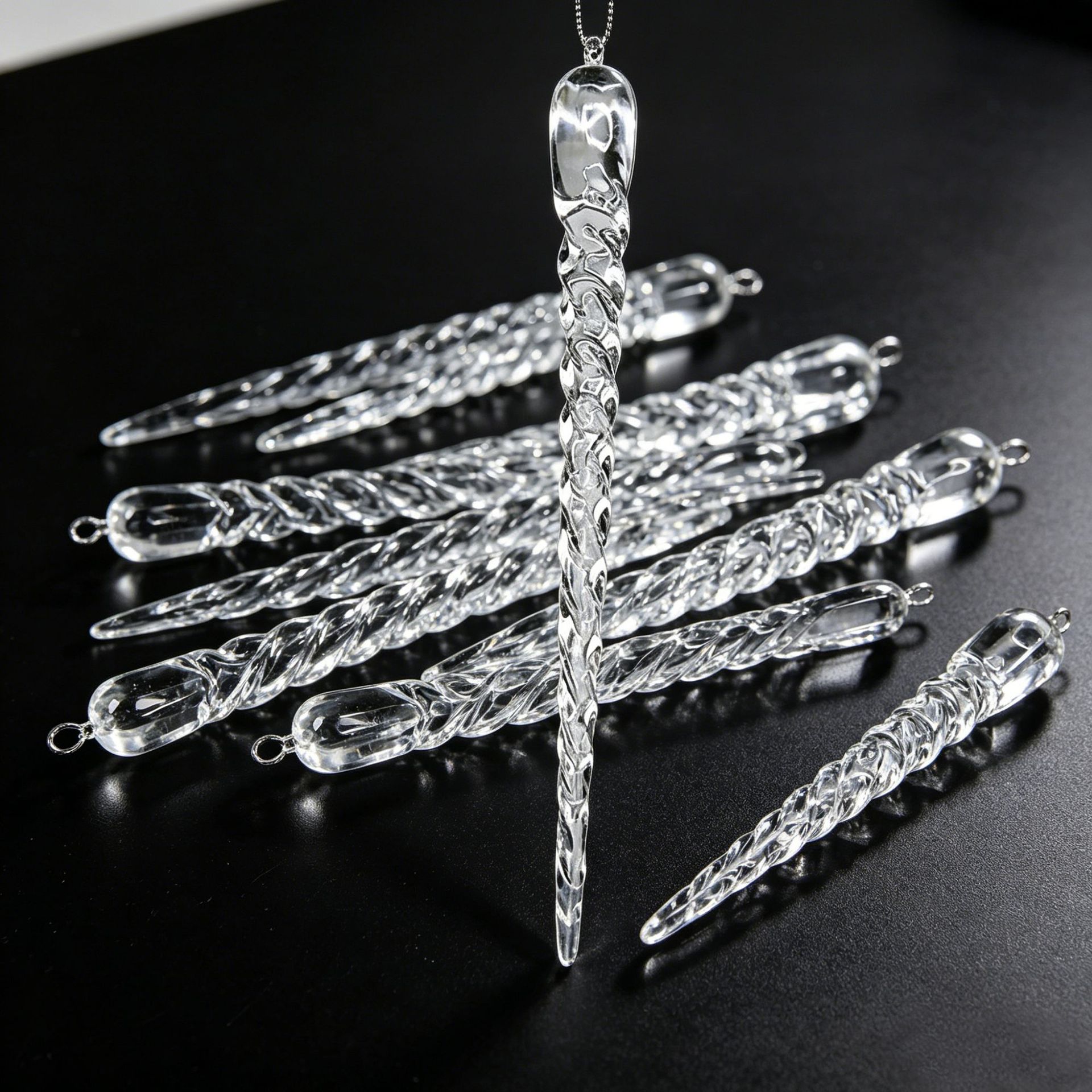 Decoración de Navidad cristal colgante de hielo transparente hielo colgante colgante de columna vertebral de hielo de Navidad colgante de árbol de Navidad