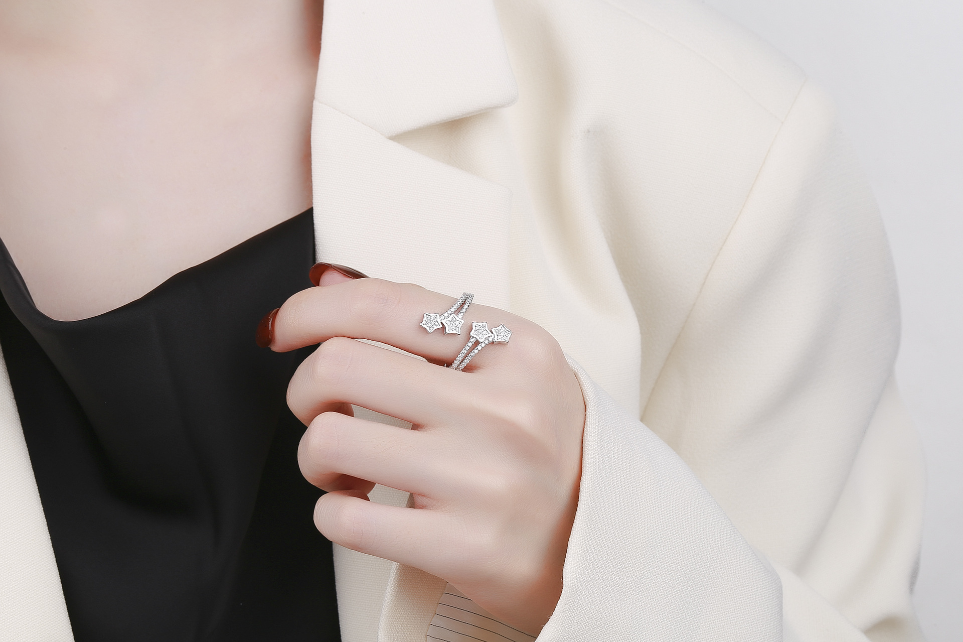 Fashion Star Copper Inlay Zircon Rings