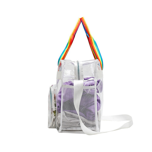 Cross-border Amazon transparent PVC handbag fitness storage bag summer large capacity PVC waterproof swimming beach bag