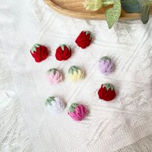 批发手勾花朵小花毛线手工草莓小众发夹配饰服装辅料花边手钩花